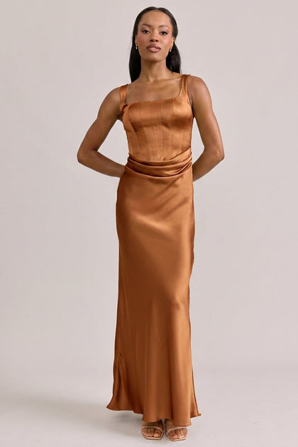 Marlowe Satin Dress | Made To Order | Copper