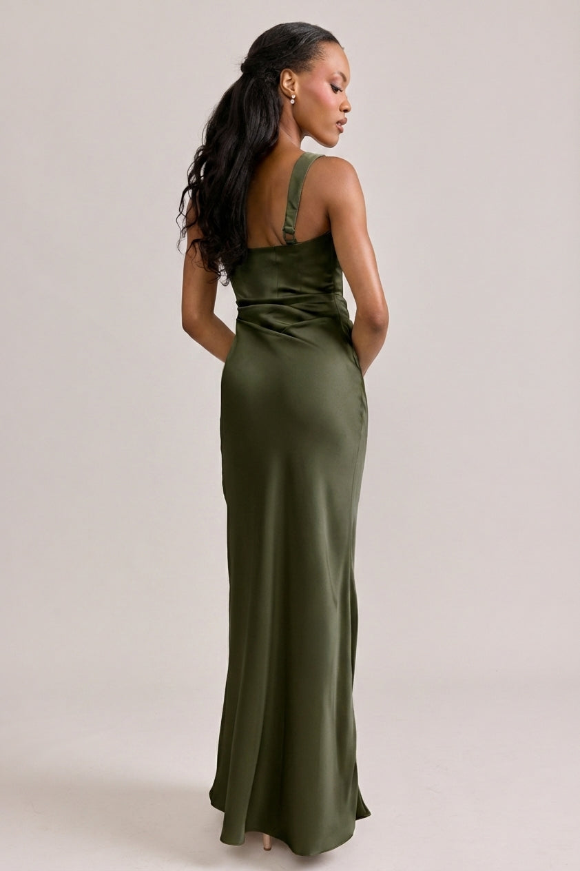 buy satin dresses online Verlaine Black Satin Maxi Dress