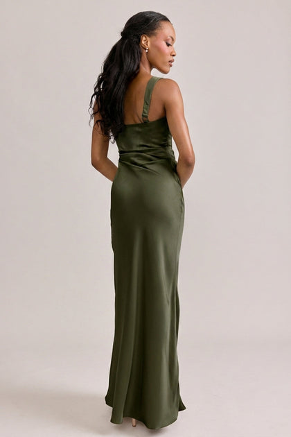 Marlowe Satin Dress | Made To Order | Deep Olive