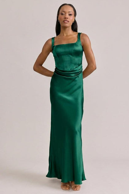 Marlowe Satin Dress | Made To Order | Emerald
