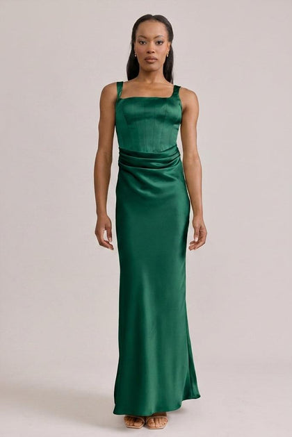 Marlowe Satin Dress | Made To Order | Emerald