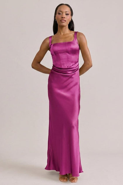 Marlowe Satin Dress | Made To Order | Fuchsia