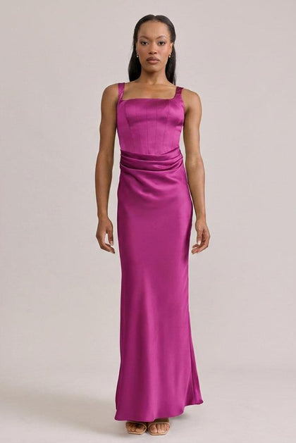 Marlowe Satin Dress | Made To Order | Fuchsia