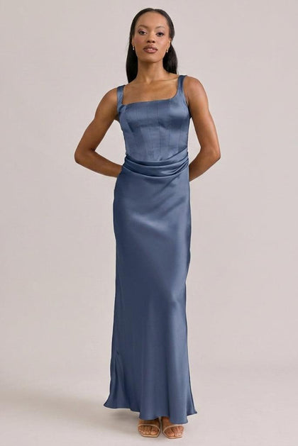 Marlowe Satin Dress | Made To Order | Indie Blue