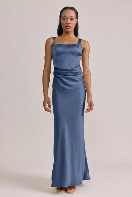 Marlowe Satin Dress | Made To Order | Indie Blue