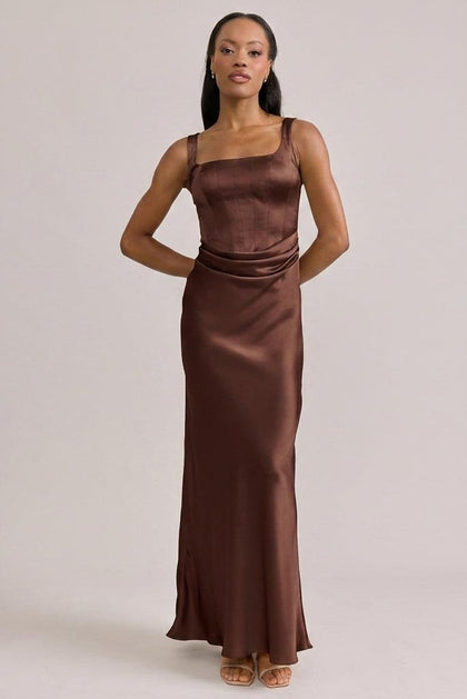 Marlowe Satin Dress | Made To Order | Mahogany