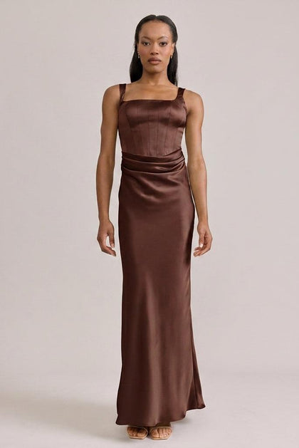 Marlowe Satin Dress | Made To Order | Mahogany