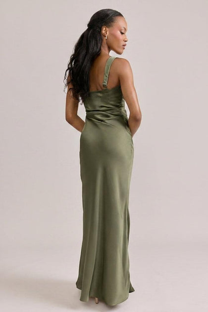 Marlowe Satin Dress | Made To Order | Moss
