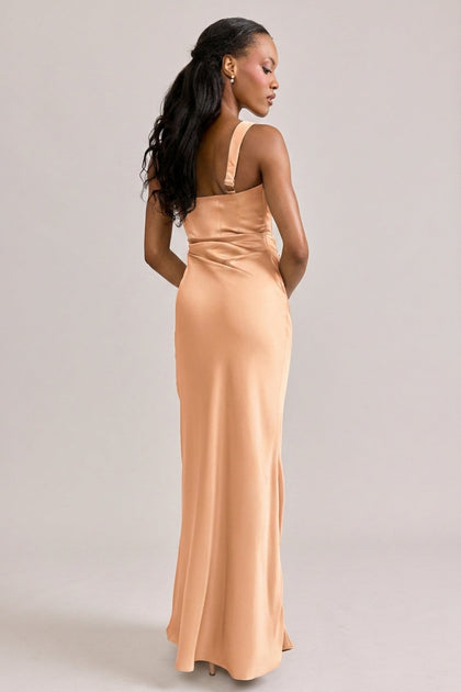 Marlowe Satin Dress | Made To Order | Peach