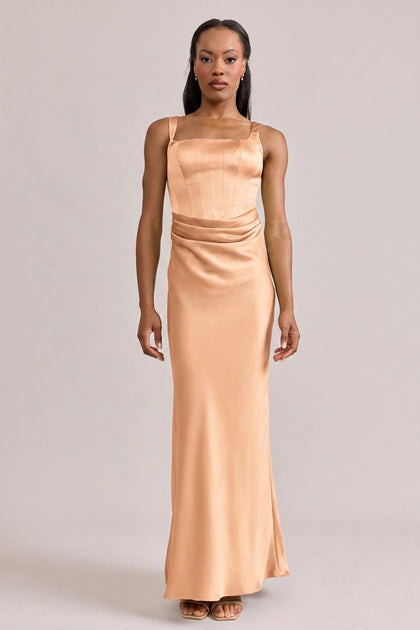 Marlowe Satin Dress | Made To Order | Peach