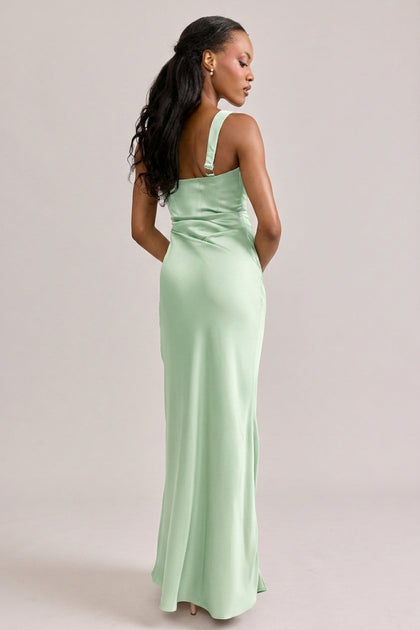 Marlowe Satin Dress | Made To Order | Pistachio