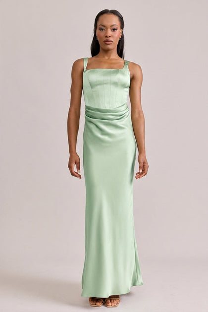Marlowe Satin Dress | Made To Order | Pistachio