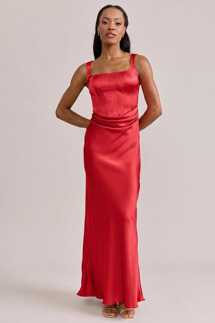 Marlowe Satin Dress | Made To Order | Poppy Red