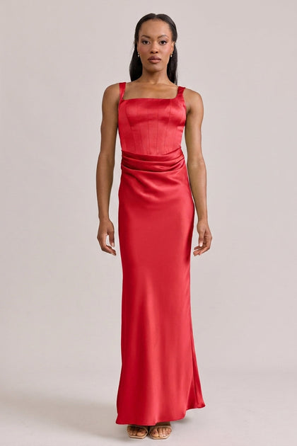 Marlowe Satin Dress | Made To Order | Poppy Red