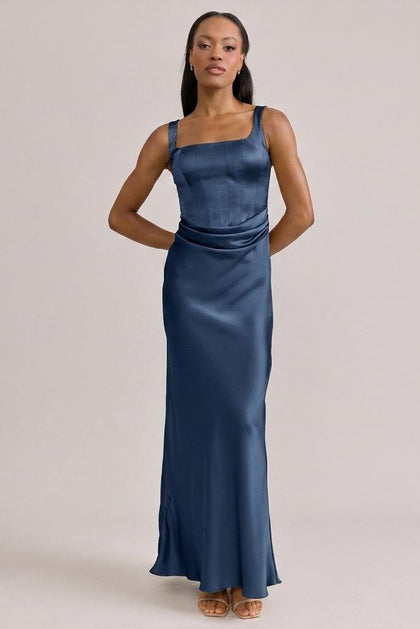 Marlowe Satin Dress | Made To Order | Romantic Blue