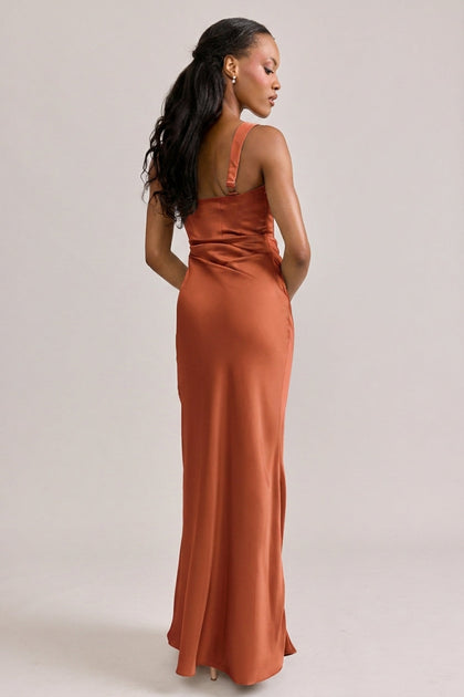 Marlowe Satin Dress | Made To Order | Rust