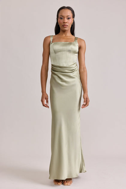 Marlowe Satin Dress | Made To Order | Silver Sage