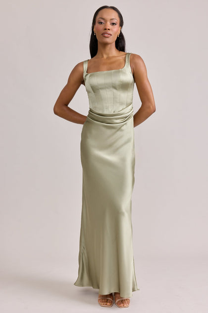 Marlowe Satin Dress | Made To Order | Silver Sage
