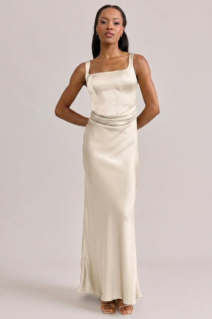 Marlowe Satin Dress | Made To Order | Soft Champagne