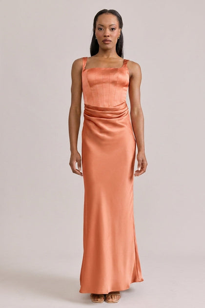 Marlowe Satin Dress | Made To Order | Tangerine