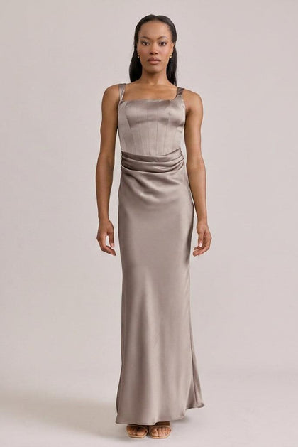 Marlowe Satin Dress | Made To Order | Taupe