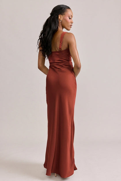 Marlowe Satin Dress | Made To Order | Terracotta Rust