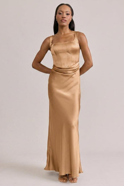 Marlowe Satin Dress | Made To Order | Toffee