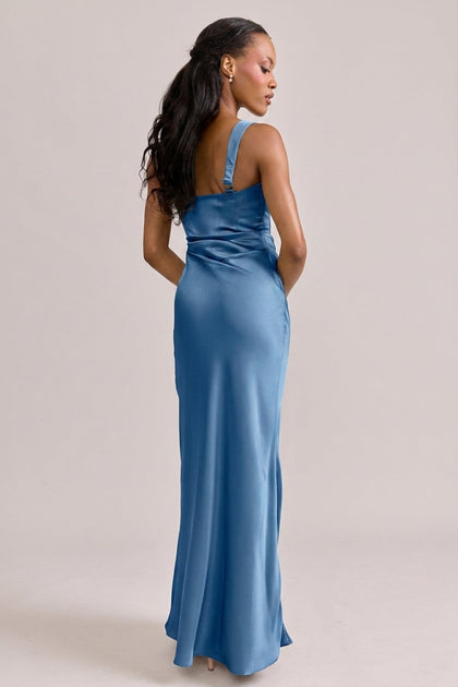 Marlowe Satin Dress | Made To Order | True Blue