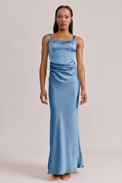 Marlowe Satin Dress | Made To Order | True Blue