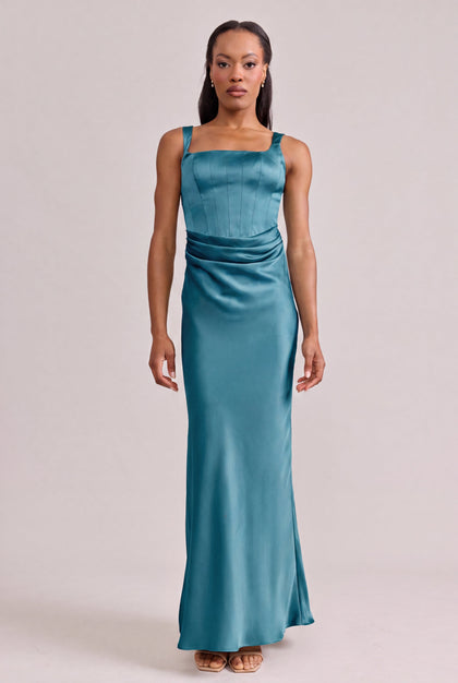Marlowe Satin Dress | Made To Order | Turquoise