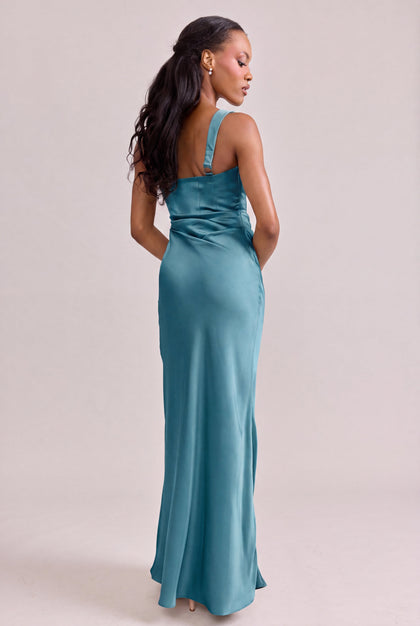 Marlowe Satin Dress | Made To Order | Turquoise