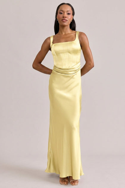 Marlowe Satin Dress | Made To Order | Yellow