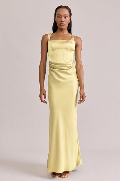 Marlowe Satin Dress | Made To Order | Yellow
