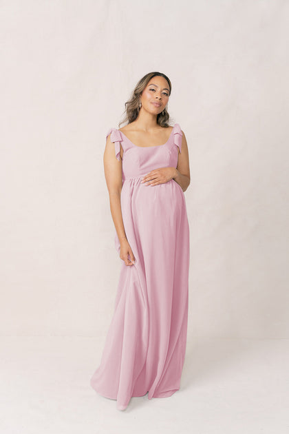 Maternity Bowie Chiffon Dress | Made To Order | Blush Pink