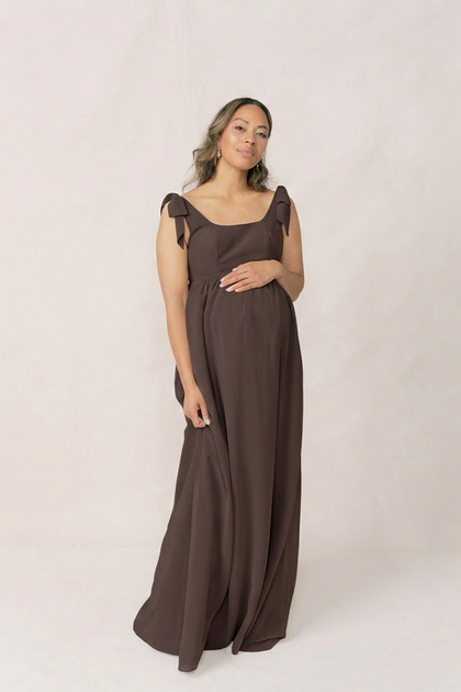 Maternity Bowie Chiffon Dress | Made To Order | Espresso