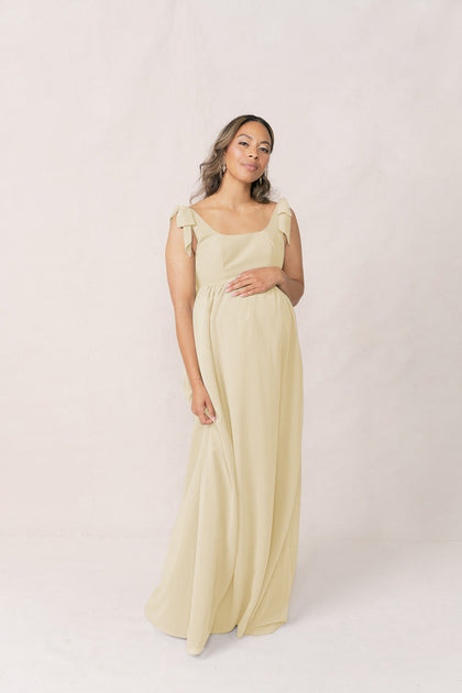 Maternity Bowie Chiffon Dress | Made To Order | Pale Yellow