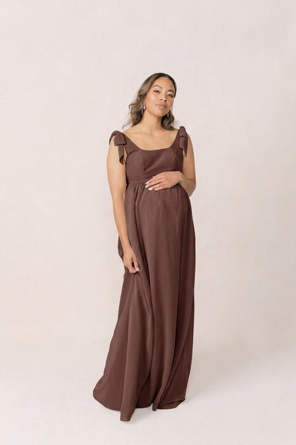 Maternity Bowie Chiffon Dress | Made To Order | Mahogany