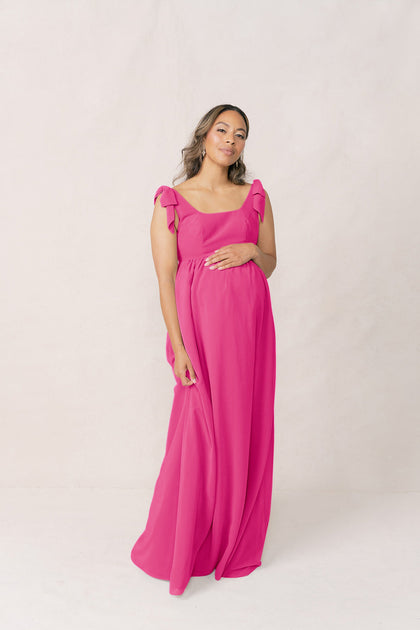 Maternity Bowie Chiffon Dress | Made To Order | Malibu Pink