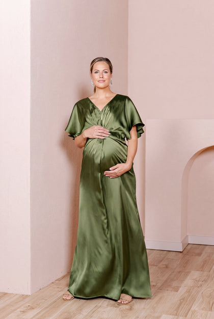 Maternity Gwen Satin Dress | Made To Order | Fern