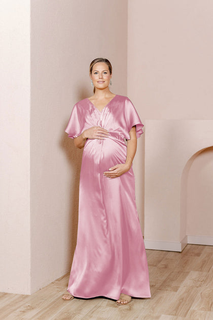 Maternity Gwen Satin Dress | Made To Order | Perfect Pink