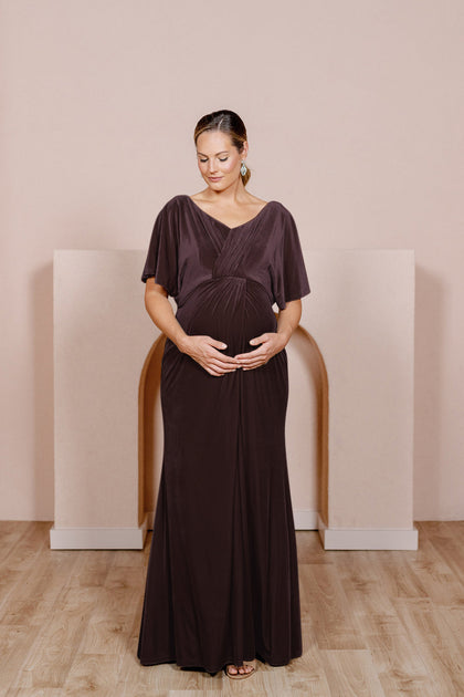 Maternity Gwen Velvet Dress | Made To Order | Purple
