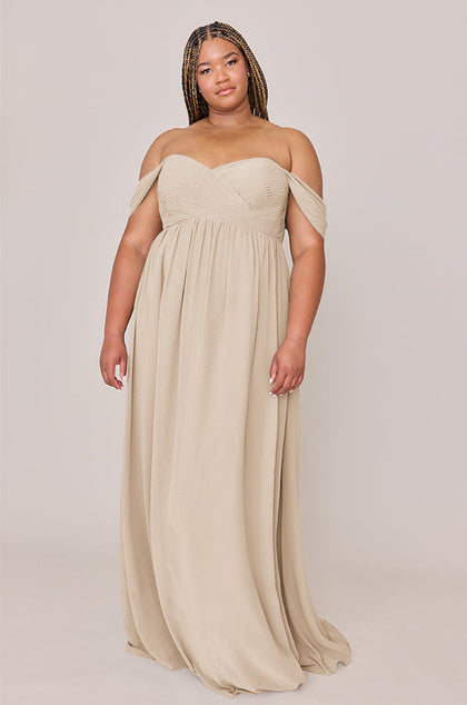 Maternity Kennedy Chiffon Convertible Dress | Made To Order | Champagne