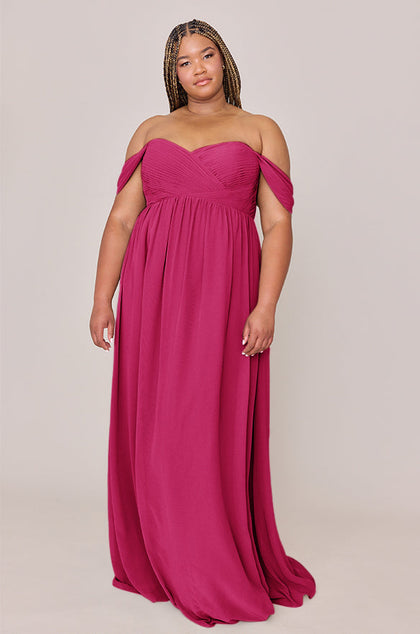 Maternity Kennedy Chiffon Convertible Dress | Made To Order | Hot Pink
