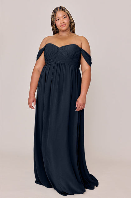 Maternity Kennedy Chiffon Convertible Dress | Made To Order | Navy Blue