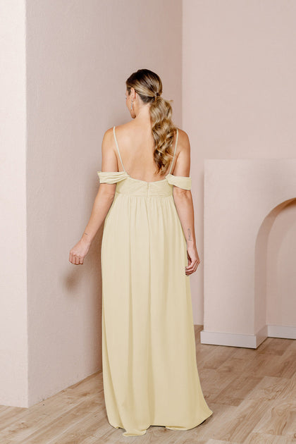 Maternity Kennedy Chiffon Convertible Dress | Made To Order | Pale Yellow