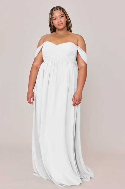 Maternity Kennedy Chiffon Convertible Dress | Made To Order | White Pearl