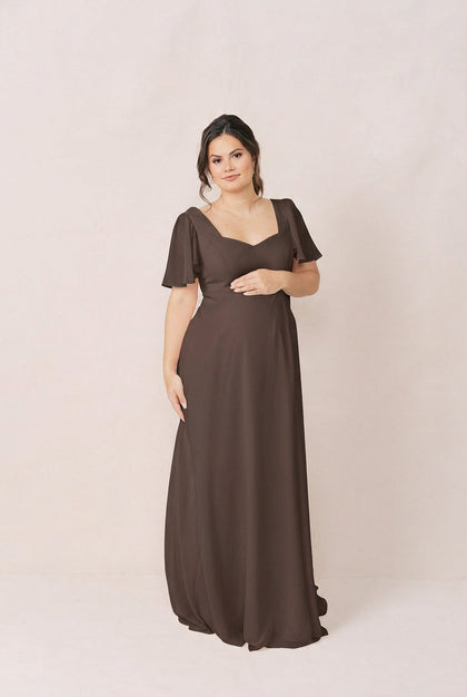 Maternity Madeline Convertible Chiffon Dress | Made To Order | Espresso