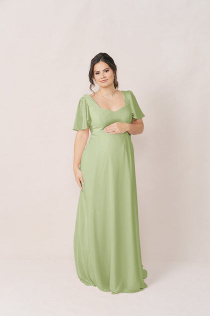Maternity Madeline Convertible Chiffon Dress | Made To Order | Matcha