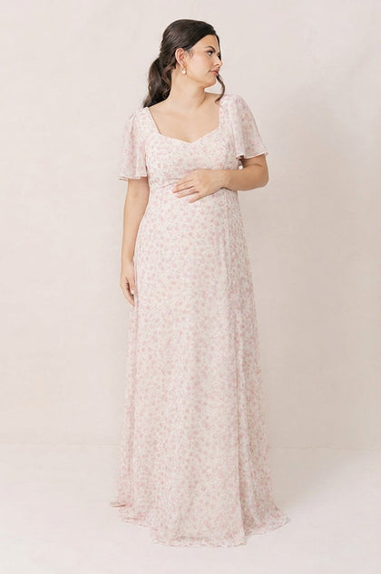 Maternity Madeline Convertible Chiffon Floral Print Dress | Made To Order | Blushing Bride Posey