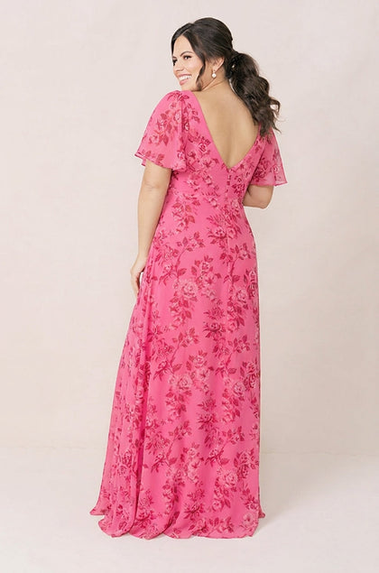 Maternity Madeline Convertible Chiffon Floral Print Dress | Made To Order | Malibu Pink Bouquet
